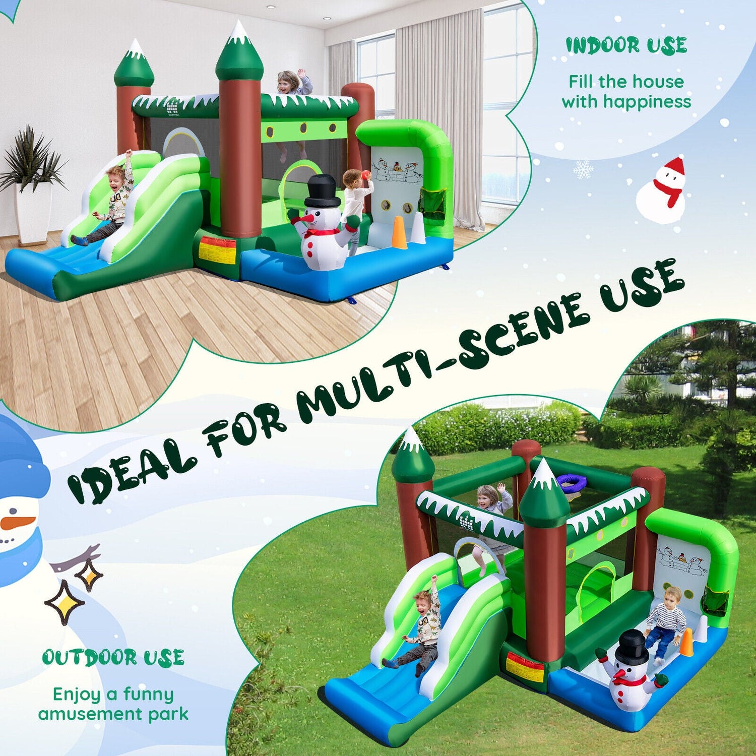 Castillo hinchable de Navidad con soplador de 735 W