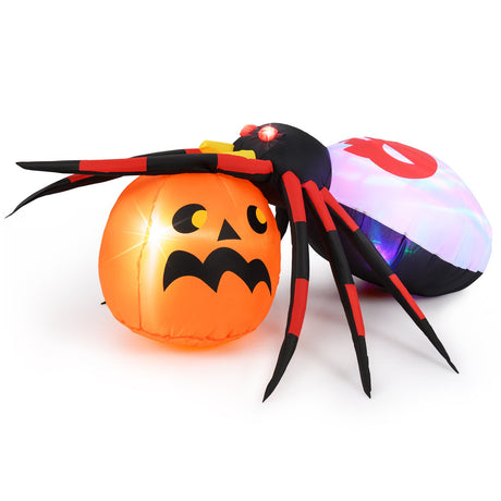 Araña inflable de 1.5 x 1.4 metros con calabaza y luz giratoria