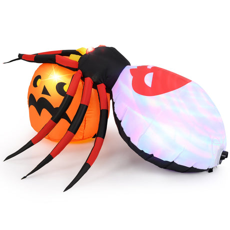 Araña inflable de 1.5 x 1.4 metros con calabaza y luz giratoria