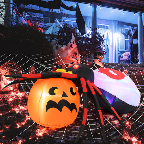 Araña inflable de 1.5 x 1.4 metros con calabaza y luz giratoria