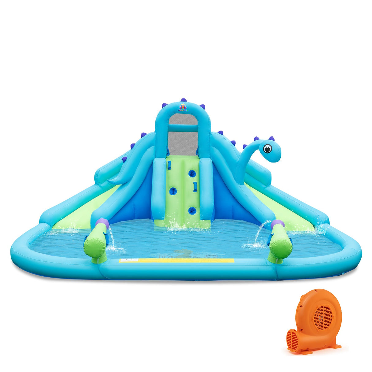 Tobogán Hinchable de Agua con Toboganes Dobles, Piscina Grande y Bolsa de Transporte (con Soplador de 584W)
