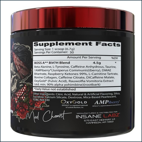 Insane Labz Boss A** B!#?h Pre-entrenamiento, 30 porciones