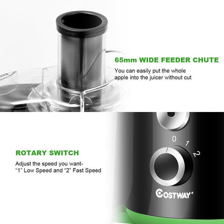 Extractor de Jugos Eléctrico de Frutas y Verduras de Boca Ancha con 2 Velocidades