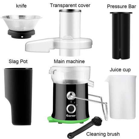 Extractor de Jugos Eléctrico de Frutas y Verduras de Boca Ancha con 2 Velocidades