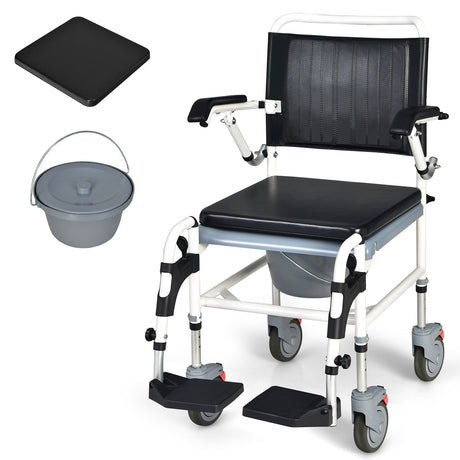 Silla de ruedas inodoro 4 en 1 con balde desmontable
