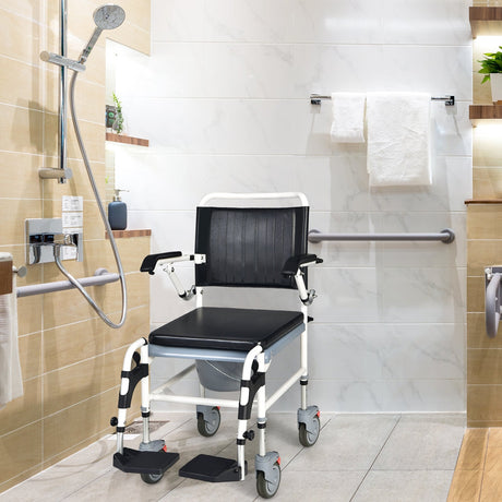 Silla de ruedas inodoro 4 en 1 con balde desmontable