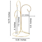 3-Arm 3-Tier Gold Brass Metal Ornament Stand Display 10.75 Inches (Taiwan)