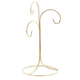 3-Arm 3-Tier Gold Brass Metal Ornament Stand Display 10.75 Inches (Taiwan)