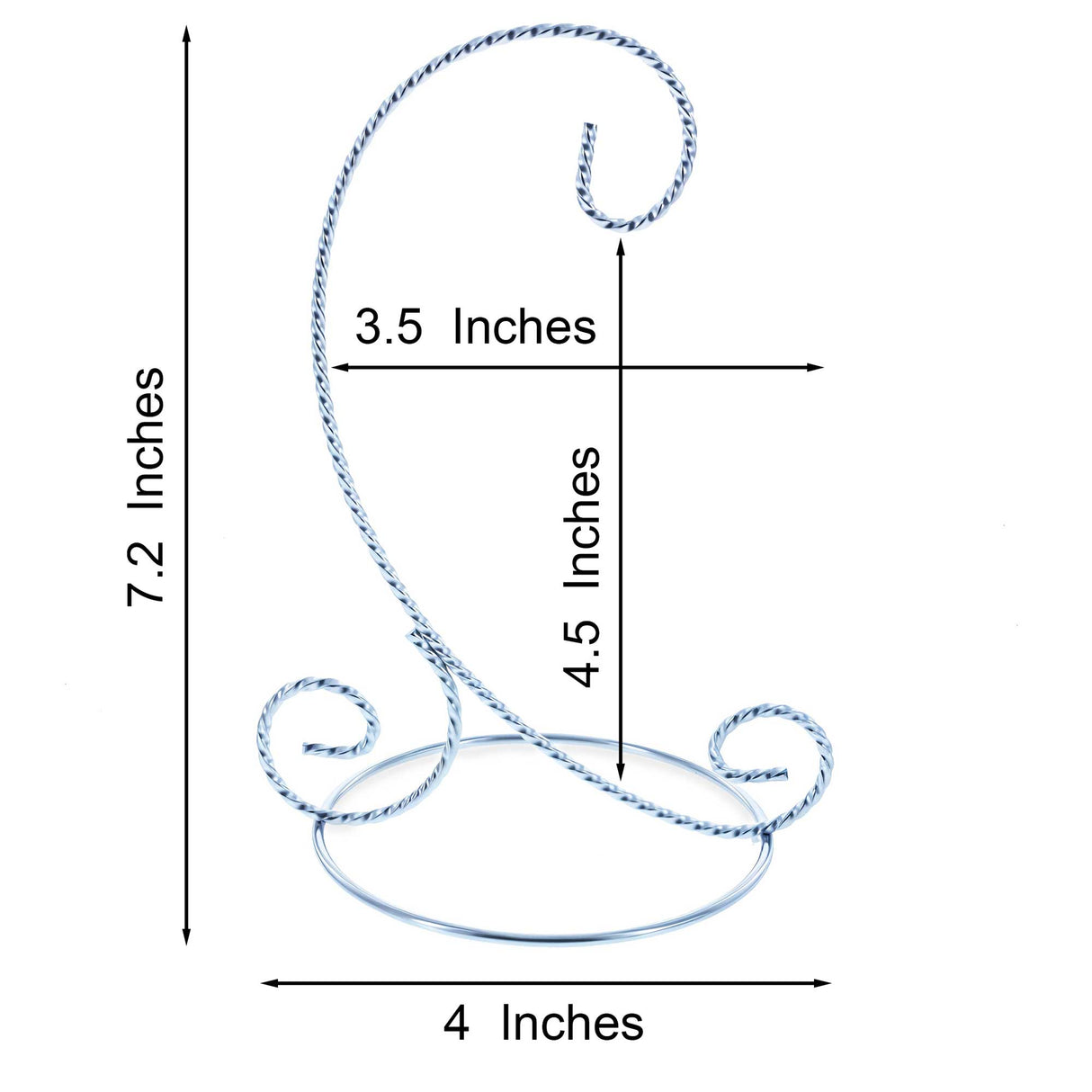 Twisted Wire Silver Metal Ornament Stand Display 7.2 Inches (Taiwan)