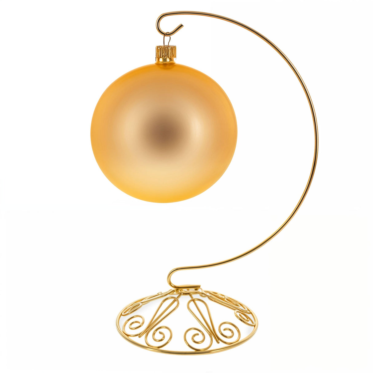 Curved Gold Wire Swirl Base Ornament Stand Display 8.75 Inches (Taiwan)