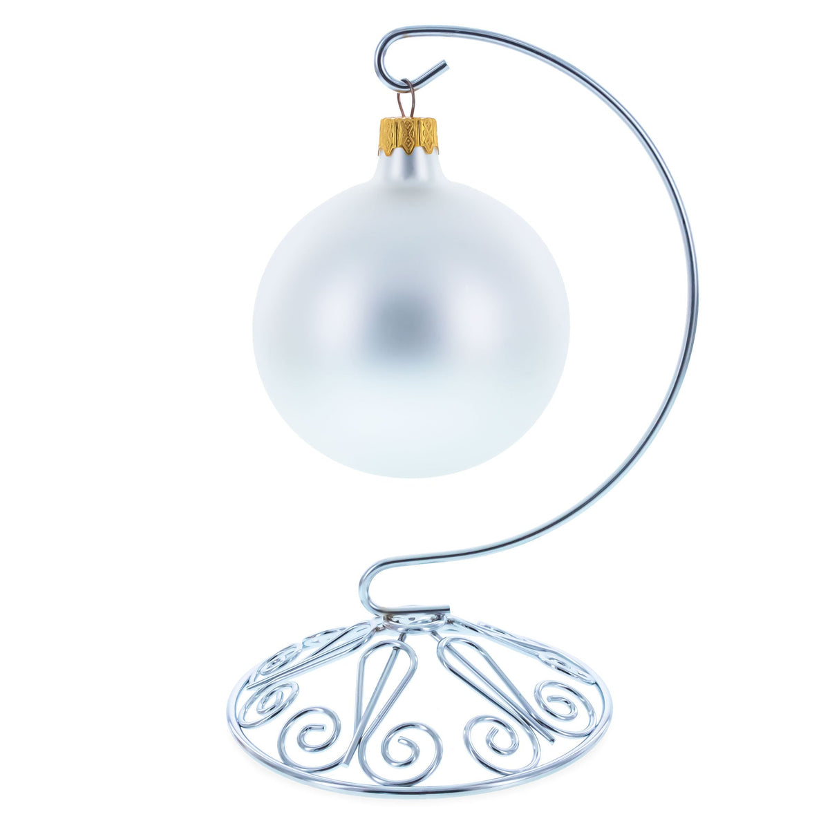 Curved Silver Wire Swirl Base Ornament Stand Display 7 Inches (Taiwan)