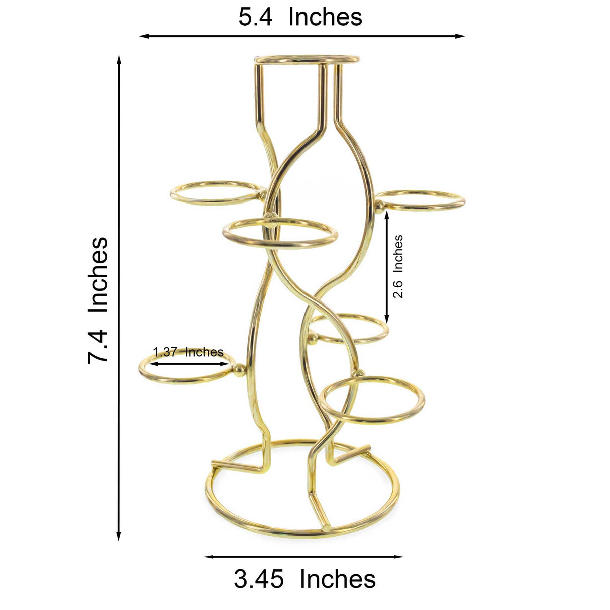 7-Ring 3-Tier Gold Wire Metal Sphere Crystals Egg Stand Holder Display 7.4 Inches (Taiwan)