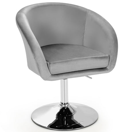 Taburete de Maquillaje Giratorio 360 Grados Silla Decorativa con Respaldo Redondo y Base Metálica