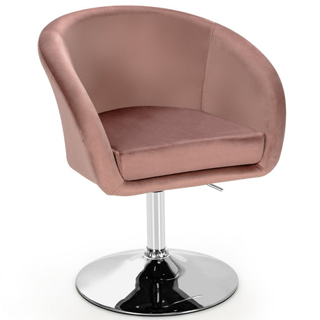 Taburete de Maquillaje Giratorio 360 Grados Silla Decorativa con Respaldo Redondo y Base Metálica