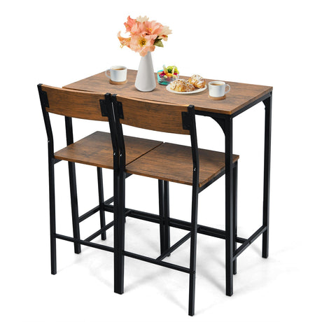 Juego de mesa de bar de 3 piezas con 2 taburetes - Negro