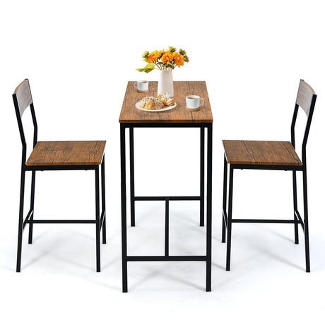 Juego de mesa de bar de 3 piezas con 2 taburetes - Negro