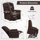 Recliner Chair Sofa for Elderly with Side Pocket and Remote Control