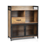 Buffet Cabinet with Drawer and Wood Storage Shelf for Kitchen-Rustic Brown