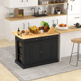 Isla de cocina con almacenamiento y estantes ajustables de 3 niveles