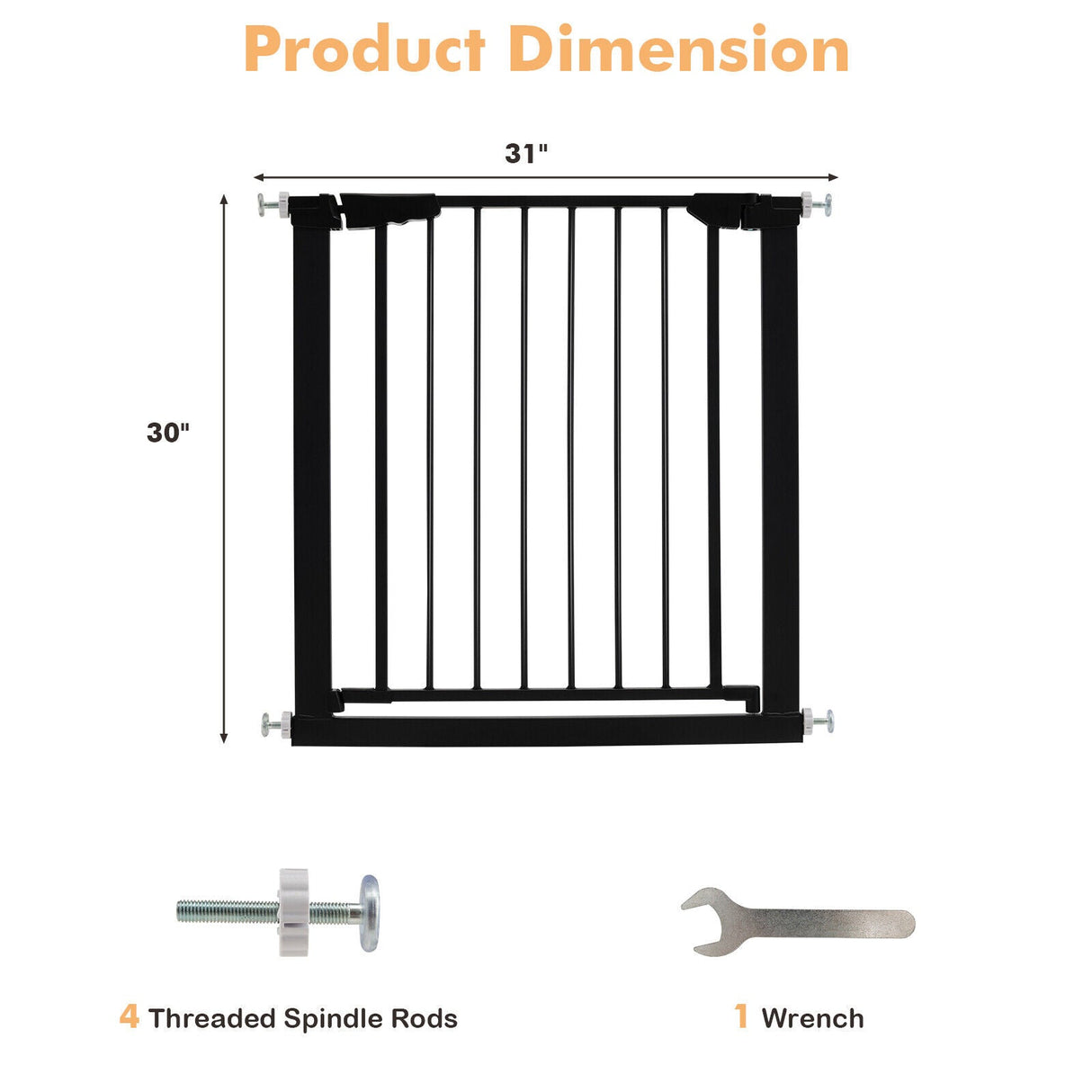 30-32.5 Inch Wide Safety Gate with 30 Inch Scientific Height