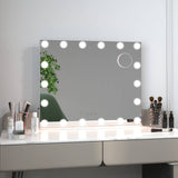 Espejo de vanidad con 18 bombillas LED regulables y 3 modos de iluminación de colores - Blanco