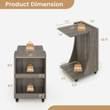 C-shaped Rolling End Side with Back Storage Shelves beside Sofa