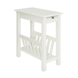 2-Tier End Table with Pull-out Tray and Solid Rubber Wood Legs