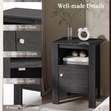 Compact Floor Farmhouse Nightstand with Open Shelf and Cabinet