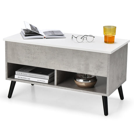 Mesa de centro elevable de 31.5 pulgadas con almacenamiento oculto y 2 estantes abiertos