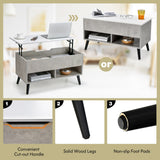 31.5 Inch Lift-Top Coffee Table with Hidden Storage and 2 Open Shelves