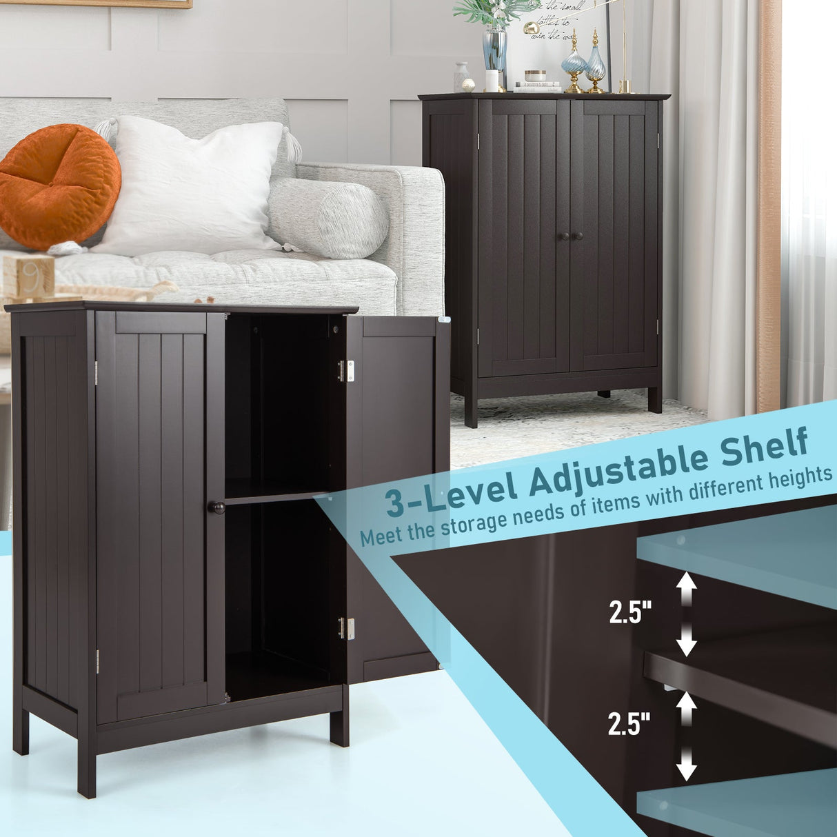Mueble Armario de Doble Puerta para Suelo de Baño
