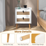 Mesita de Noche Moderna con 2 Cajones Decorados con Ratán