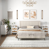Mesita de Noche Moderna con 2 Cajones Decorados con Ratán