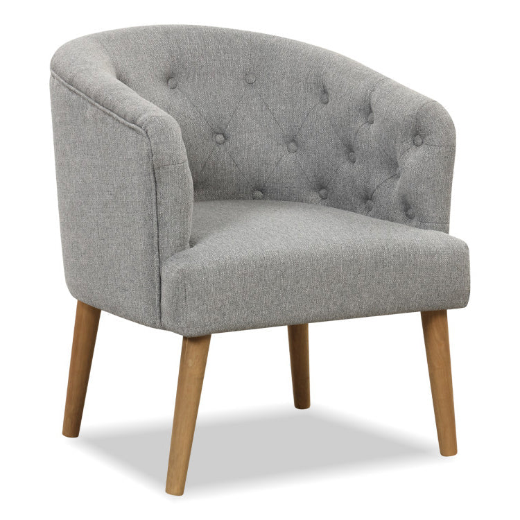 Sillón tapizado con patas de madera de caucho maciza y almohadillas ajustables para las patas para sala de estar - Gris