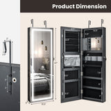 Mirrored Jewelry Armoire with Full Length Mirror and 2 Internal LED Lights