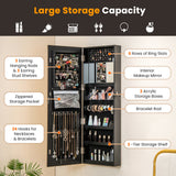 Mirrored Jewelry Armoire with Full Length Mirror and 2 Internal LED Lights
