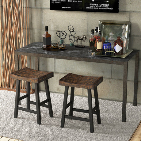 Taburete con asiento de madera maciza de 24 pulgadas con superficie de asiento curvada y reposapiés cómodos