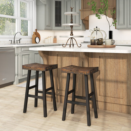 Taburete con asiento de madera maciza de 24 pulgadas con superficie de asiento curvada y reposapiés cómodos