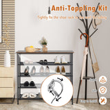 Zapatero metálico industrial ajustable de 5 niveles con 4 estantes para 16-20 pares