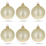 Set of 6 Beige Glass Ball Christmas Ornaments 3.25 Inches