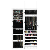 Armario para joyas con espejo, montado en la pared, con cerradura y luz LED