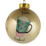 Set of 6 Coffee, Mocha, Latte Lovers Christmas Glass Ball Ornaments 3.25 Inches