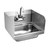 Fregadero de Pared de Acero Inoxidable para Lavado de Manos con Grifo y Protección Lateral