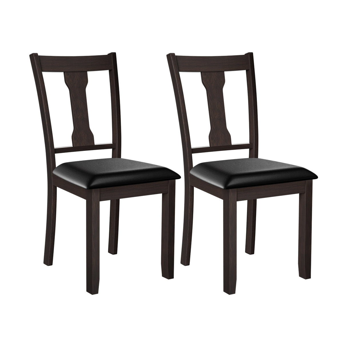 Juego de 2 sillas de comedor con estructura de madera de caucho y asiento acolchado tapizado