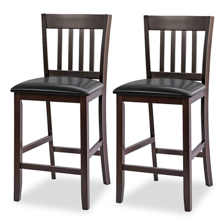 Juego de 2 taburetes de bar de 25 pulgadas con patas de madera de caucho