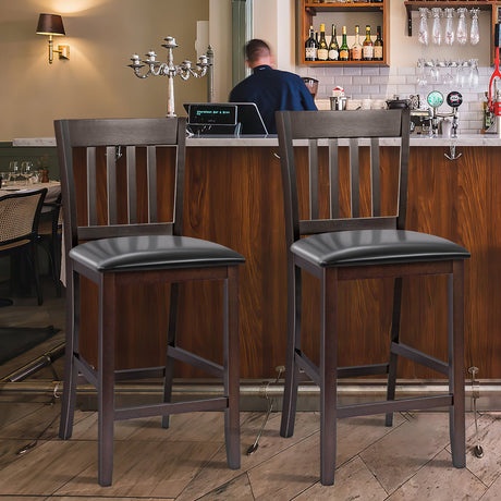 Juego de 2 taburetes de bar de 25 pulgadas con patas de madera de caucho