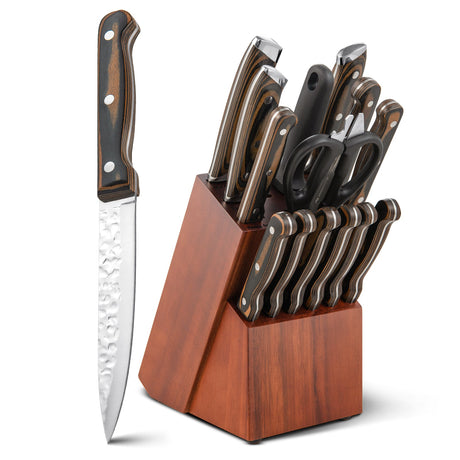 Juego de cuchillos de acero inoxidable de 15 piezas con mango ergonómico
