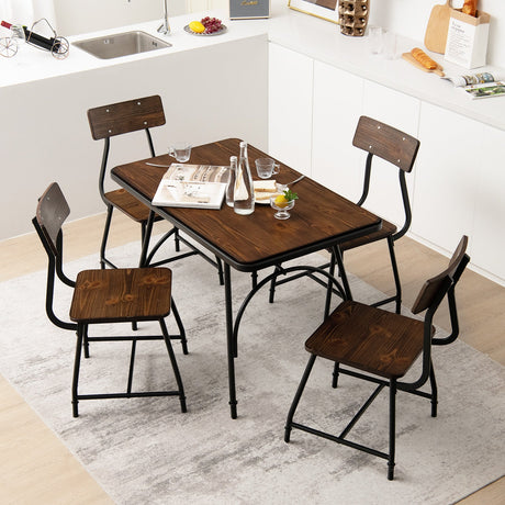 2 Pieces Modern Dining Room Side Chairs with Metal Frame-Brown