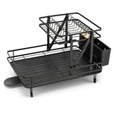 Escurridor de platos plegable de 2 niveles con bandeja de goteo extraíble