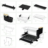 Escurridor de platos desmontable de 2 niveles con soporte para cubiertos